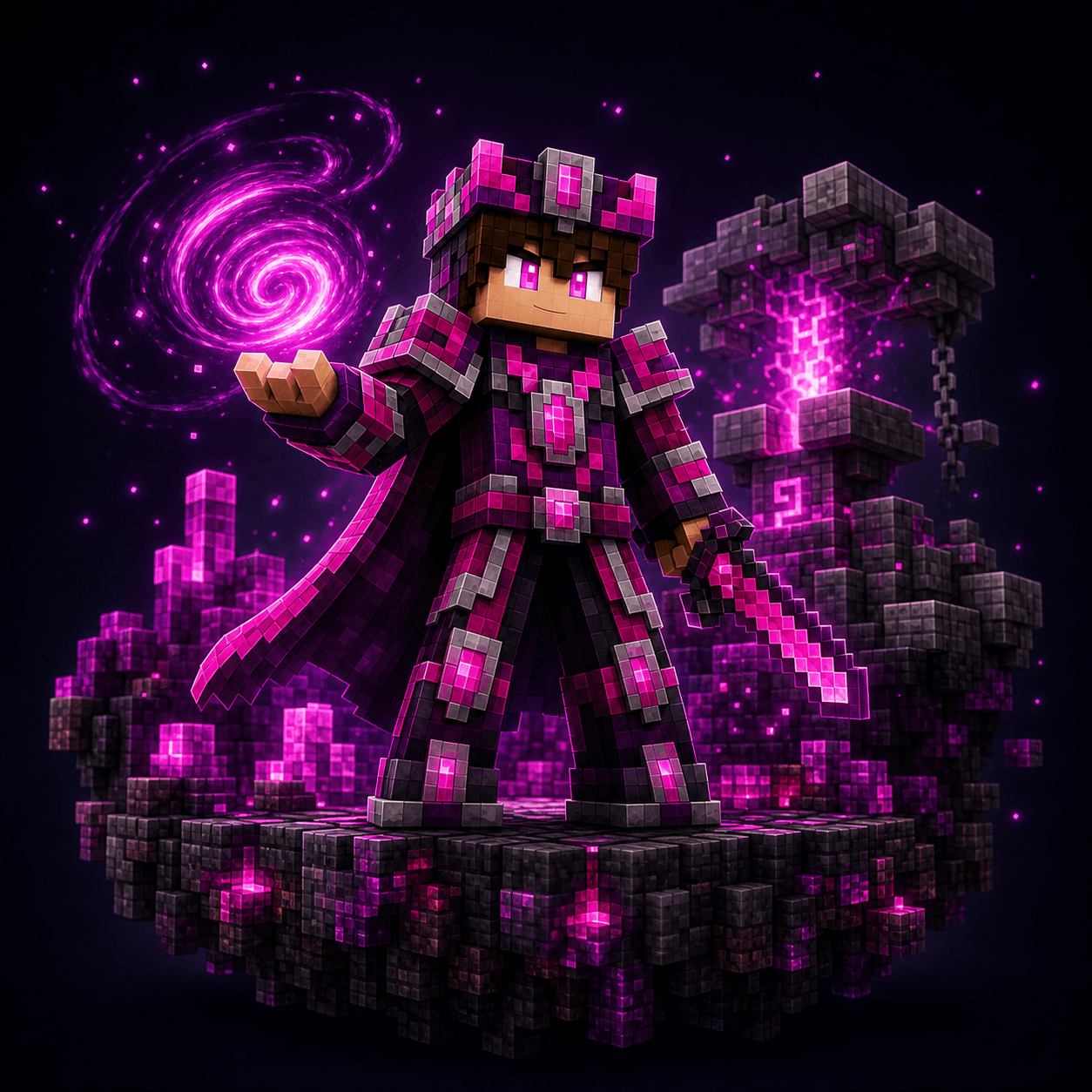 Personaje voxel del rango VORTEX